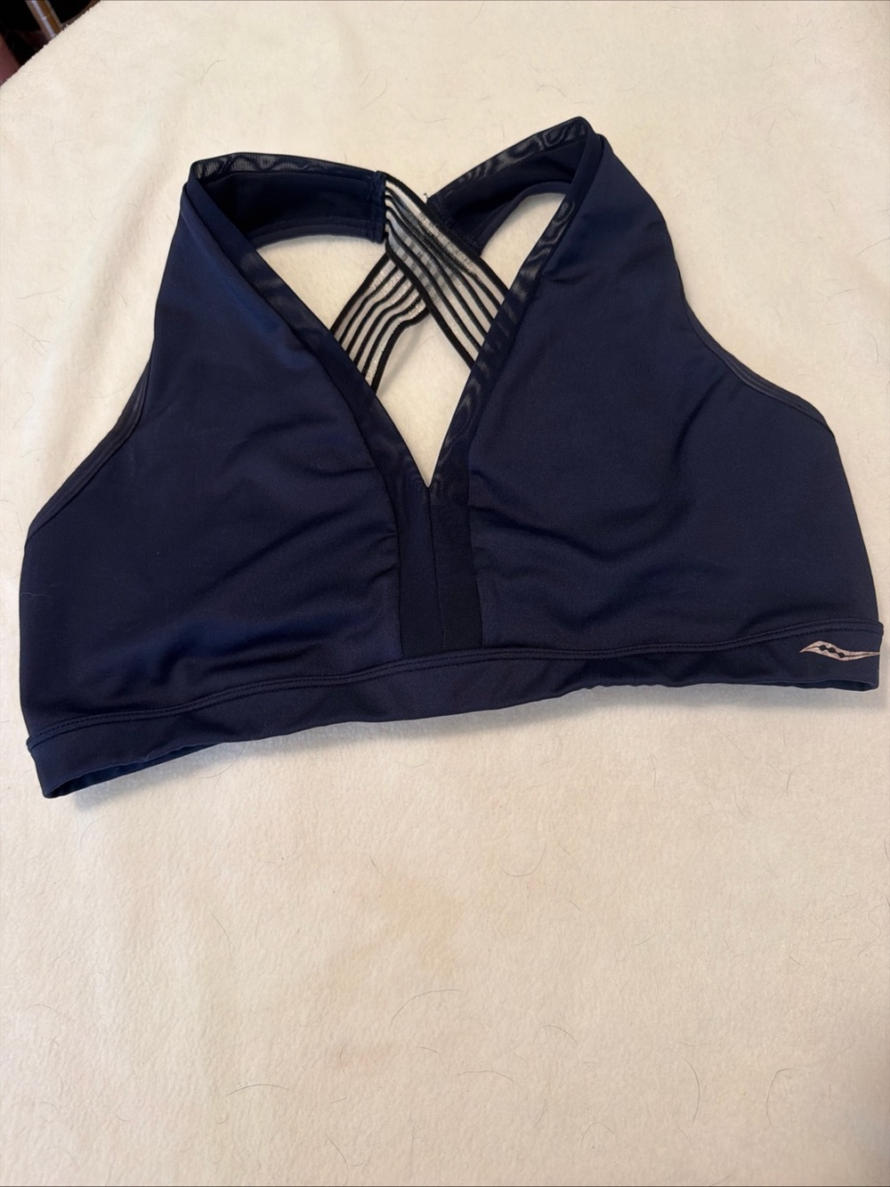 Women's Navy Strappy-Back Sports Bra Sz XL Saucony